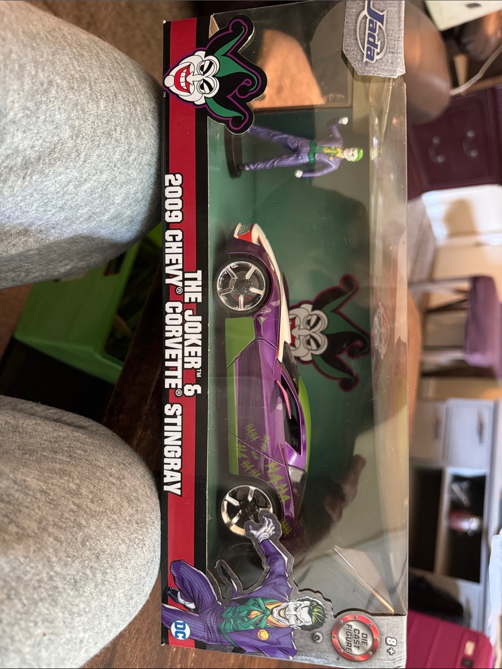 NIB DC Joker 2009 Chevrolet Corvette Stingray model Car- Purple & Green